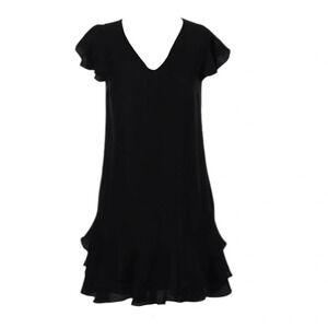 Cece dress size 2 little black mini dress swing dress with v neck and cap sleeve